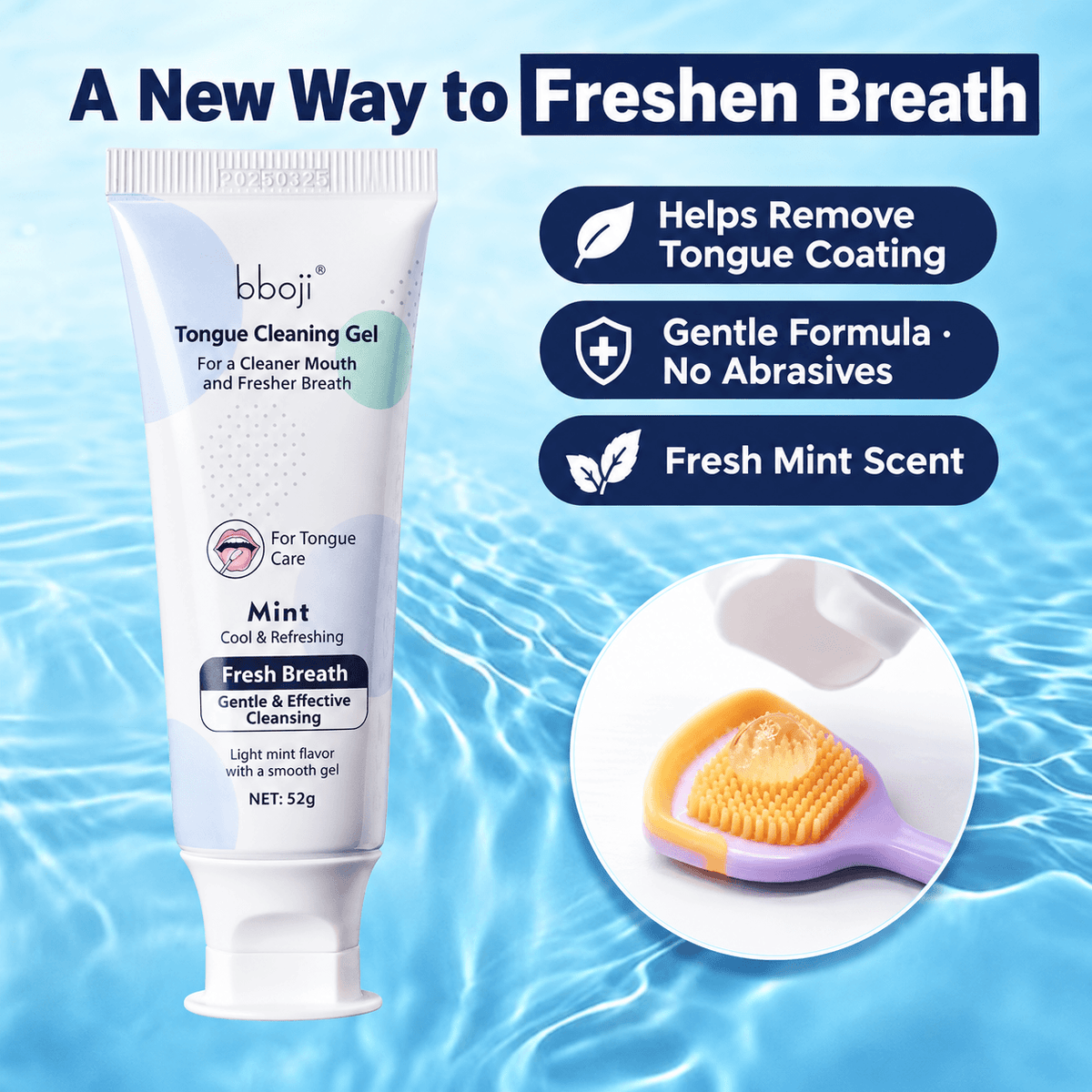 Tongue Cleaning Gel with Scraper for Fresh Breath – bboji Oral Care