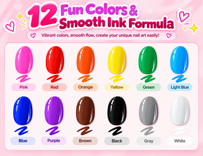 12-Color Dual Tip Nail Pens