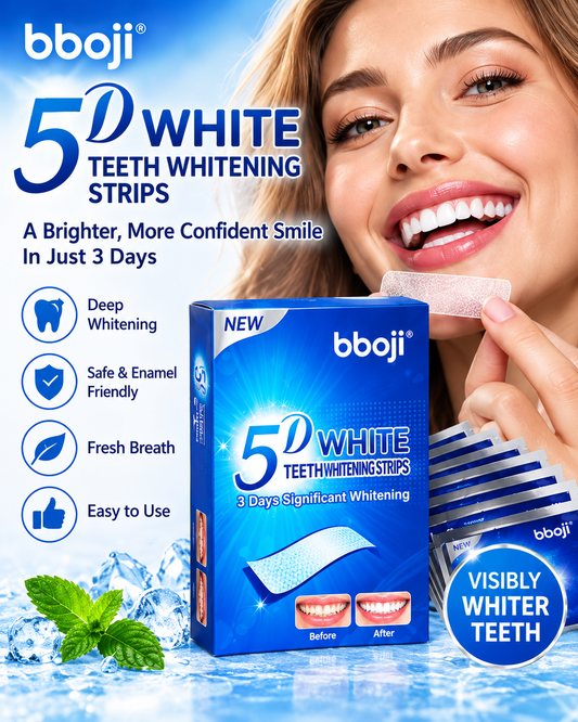 bboji 5D White Teeth Whitening Strips – Enamel-Friendly 3-Day Bright Smile Kit