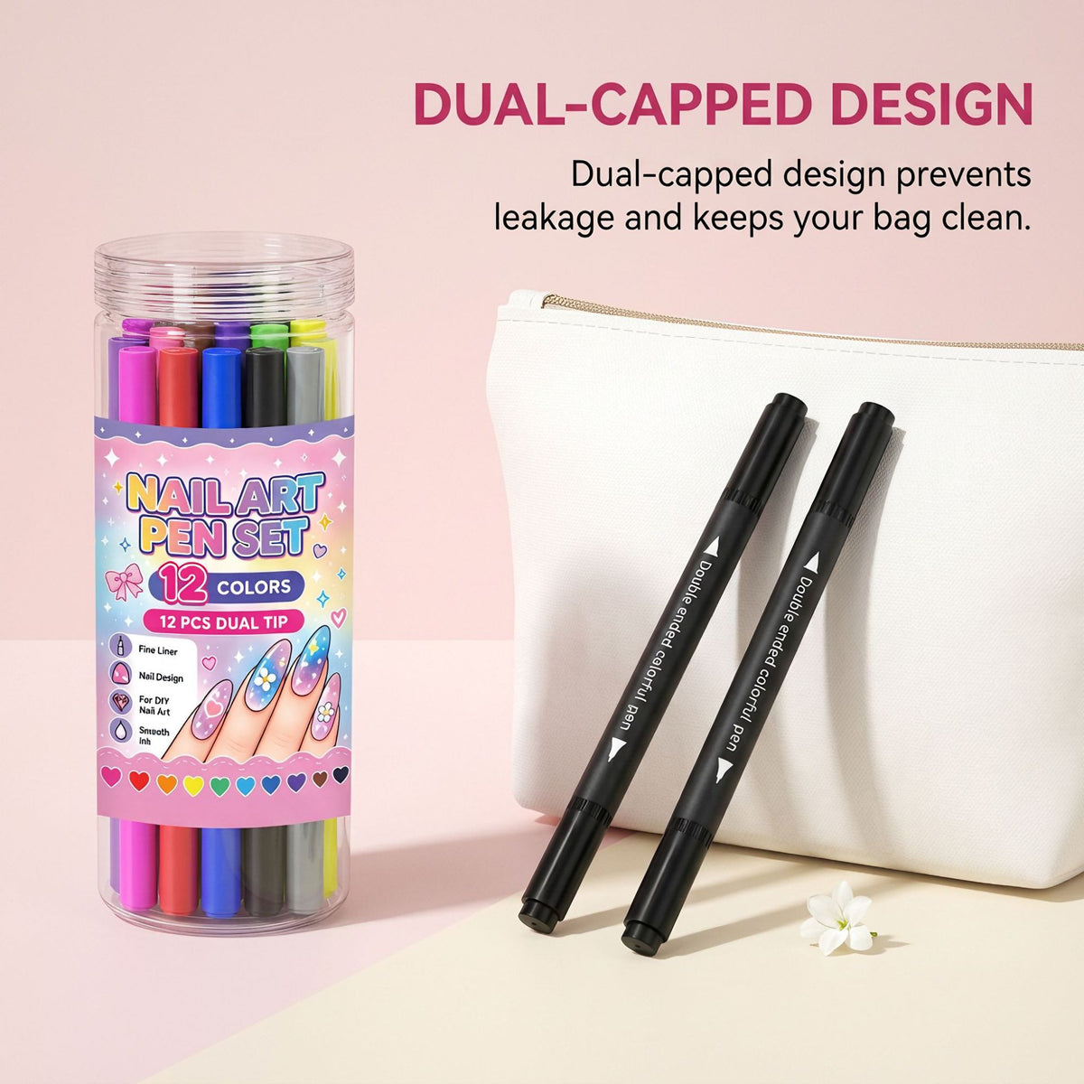 12-Color Dual Tip Nail Pens