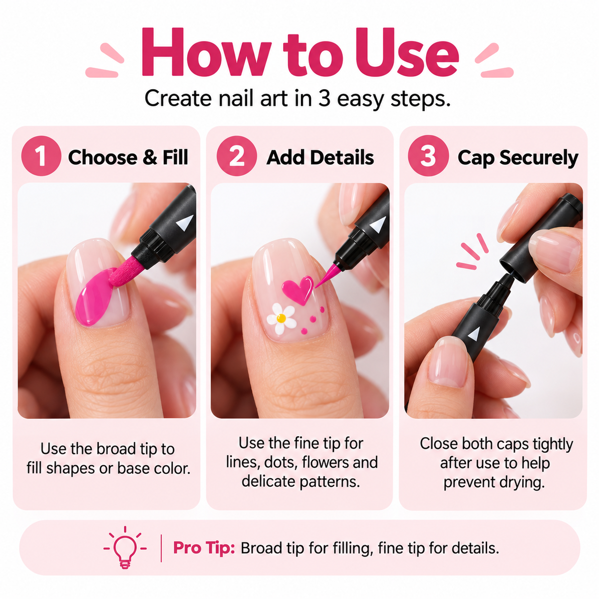 12-Color Dual Tip Nail Pens